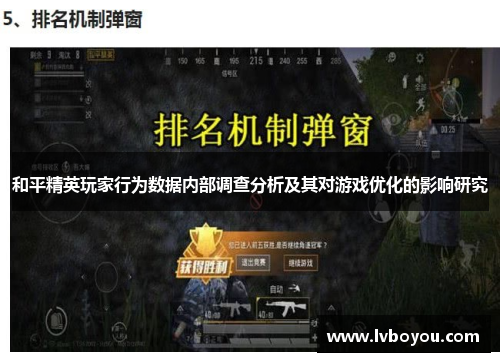 和平精英玩家行为数据内部调查分析及其对游戏优化的影响研究